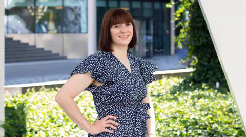 Evangelina Balitskaya Rebecca Taylor from Secureworks, smiling wearing a summer dress