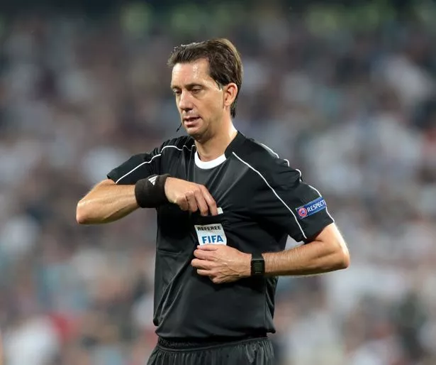 Referee Manuel Grafe (Germany) during Europa League play-off match between West Ham v FC Astra Giurgiu, in London, on August 25, 2016